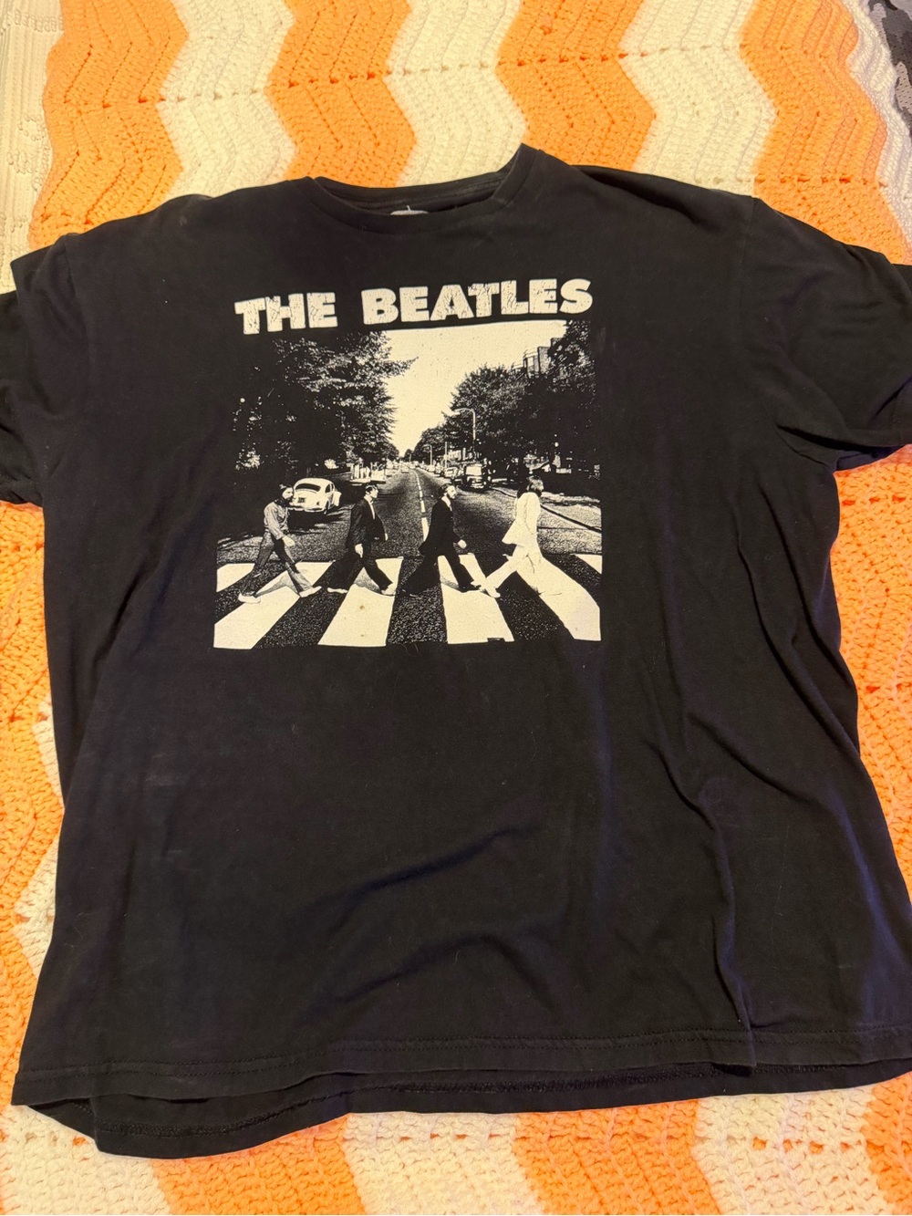 The Beatles Black Tee with White Abbey Road Graphic